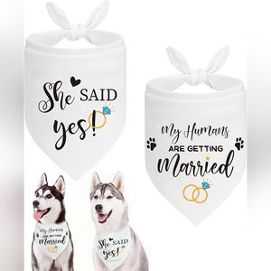 Dog Wedding Bandana Engagement Bridal Party Show Dog of Honor Scarf Triangle 2pc